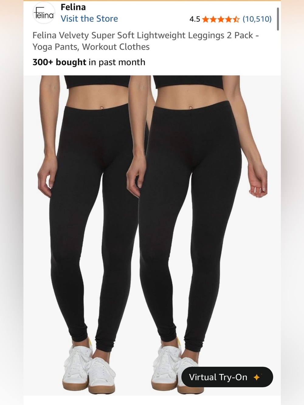 Felina Velvety Super Soft Lightweight Leggings - Size Medium - 2 Pack - NWOT